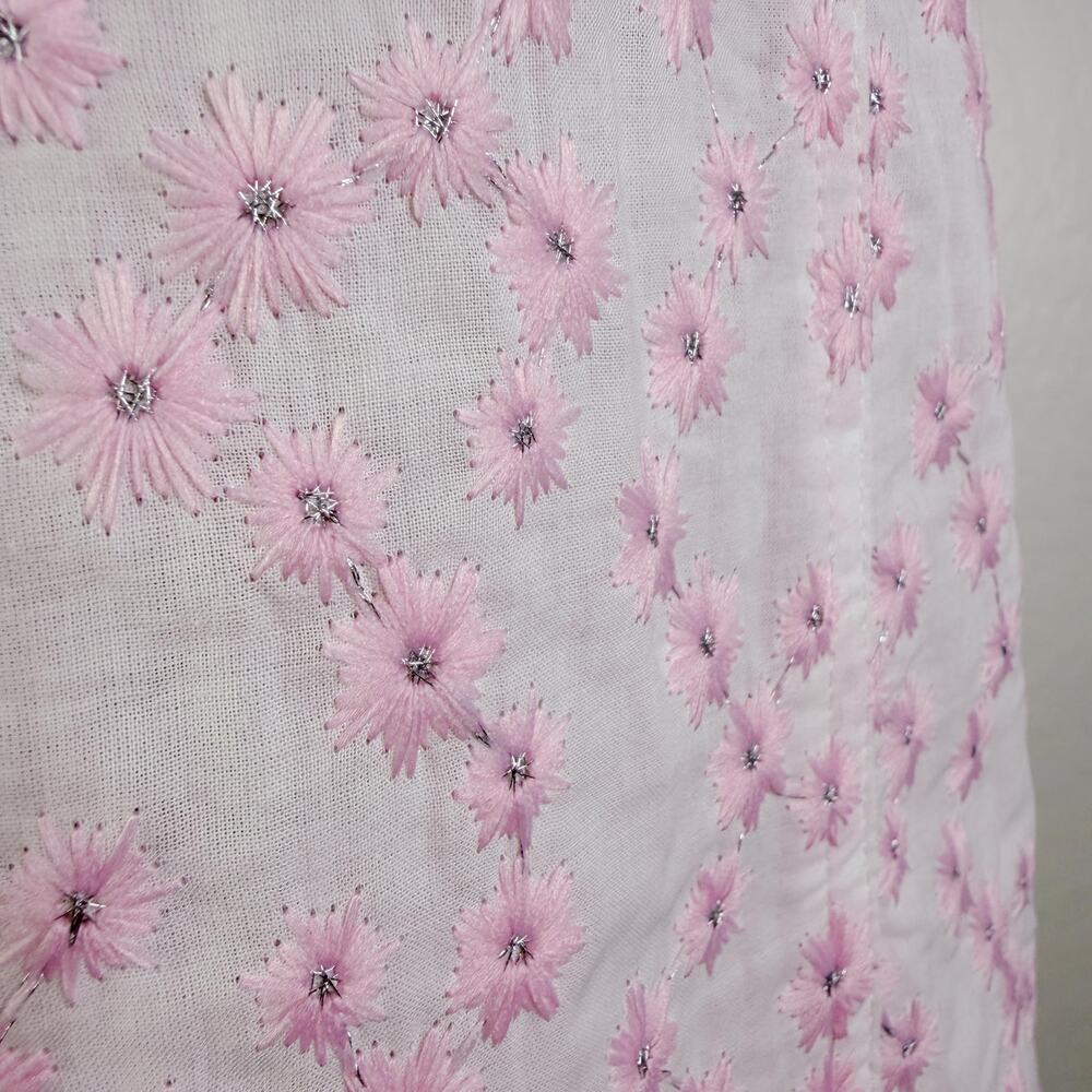 GB Embroidered Floral Midi Dress Regencycore Coquette Cottage Light Pink XS NWT - Picture 4 of 12